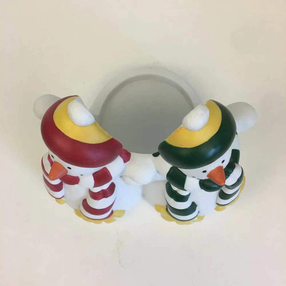 Vtg Partylite Snowman Xmas‎ Pillar Candle Holder